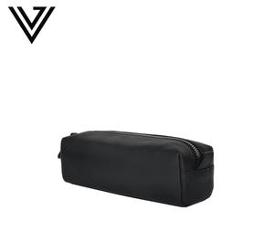 Conception de logo en relief personnalisé hommes/femmes en cuir véritable robuste fermeture éclair trousse de toilette mini pochette à crayon compacte facile à transporter parfait - Product Image 2