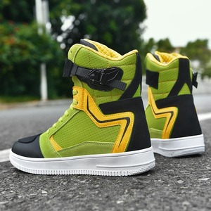 รองเท้าแข่งรถมอเตอร์ไซด์สะท้อนแสงสำหรับผู้ชายรองเท้ายางระบายอากาศได้ดีพื้นยางรองเท้าแข่งกันตกสำหรับผู้ขับขี่บนท้องถนนรองเท้าผ้าใบสำหรับแข่งรถลำลอง - Product Image 3