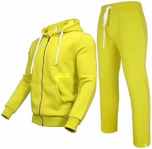 CST ชุดวอร์มผ้าฟลีซสำหรับผู้ชายชุดออกกำลังกายผ้าฟลีซสีเหลืองเรืองแสงออกแบบได้ตามต้องการพร้อมโลโก้สำหรับฤดูหนาว - Product Image 1