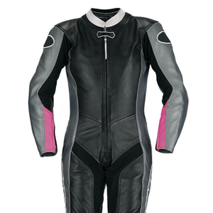 Combinaison de moto en cuir pour hommes sur mesure équipement de moto de course noir gris rose protection motard une pièce costumes - Product Image 2