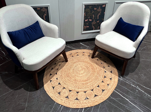 พรมปอกระเจาทรงกลมถักในบ้านพรมปอกระเจาเส้นใยธรรมชาติพรมห้องนั่งเล่นดีไซน์สร้างสรรค์ผลิตในอินเดีย - Product Image 2