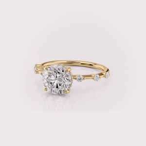 Anillo de Compromiso con Diamante Cultivado en Laboratorio, Corte Redondo, Certificado por IGI, Oro Blanco/Rosa y Amarillo de 14K, Anillo de Novia con Diamante de Acento Redondo - Product Image 1