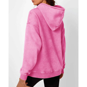 Produits confortables décontracté Streetwear goutte épaule Figures respirant écologique sweats à capuche tricoté à l'acide lavage à capuche femmes - Product Image 2