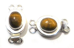 Broche de caja de piedras preciosas de ojo de tigre con forma ovalada 1-2 hebras Starling plateado 23X11X10MM Fabricación de joyas en la parte superior - Product Image 4