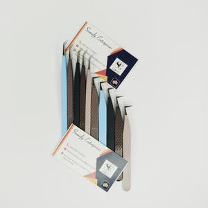 Pinzas de extensión de pestañas de aislamiento grande de etiqueta privada personalizadas 90 45 grados puntas de volumen de retención fuerte Acero inoxidable redondeado - Product Image 4