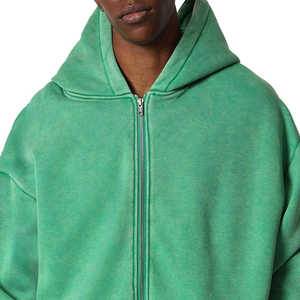 เสื้อฮู้ดทรงหลวมสำหรับผู้ชายมีซิปด้านหน้าผ้าฟลีซนุ่มใส่สบายสไตล์โรงงาน - Product Image 6