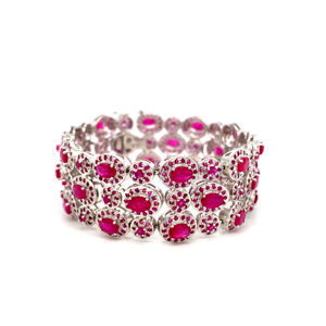 Bracelet et bracelet de tennis en pierre précieuse rubis rouge pour femmes, bijoux cadeaux pour femmes tendance toutes saisons - Product Image 2