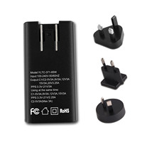 Pengisi Daya Dinding Datar Dual Type C GaN, Adaptor Perjalanan Cepat Tipis 65W dengan Colokan AS yang Dapat Dilipat dan Colokan UK, EU, dan AU yang Dapat Diganti