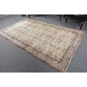 Alfombra Turca Vintage de 5.2x9.2 pies, Alfombra Floral Marrón - Product Image 2