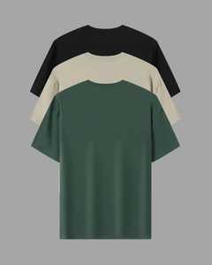 T-shirts d'été 100% pur coton pour hommes, col rond, manches courtes, tissu tissé, lavable en machine avec motif solide. - Product Image 2