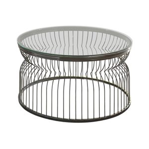 Mesa de centro redonda de tambor de Metal atractivo de latón AK, muebles de mesa de centro tradicionales con acabado plateado para muebles de habitación de Hotel - Product Image 3