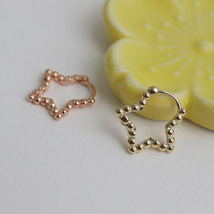 Orecchini a cerchio da donna alla moda con design a cuore e stella, in oro massiccio 14K, gioielli da festa all'ingrosso per innamorati - Product Image 3