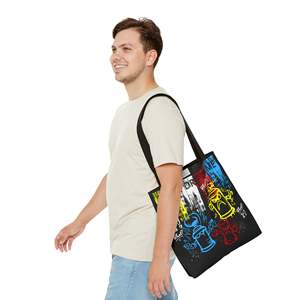 Borsa Tote con Motivo Artistico 'Vibrant Paint Brush Strokes' e 'Don't Drip on Me', Chiusura Aperta, Fodera in Tela - Product Image 3