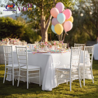 Chaise Chiavari en résine blanche empilable pour événements, banquets de mariage, hôtels et fêtes, avec coussin