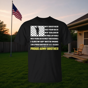 Camiseta Proud Army Brother: Mi soldado tiene tu espalda, apoyo heroico a la familia militar - Product Image 3