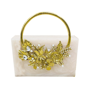 Bolso de noche de resina de lujo de diseñador hecho a mano, bolso de mano nupcial, acentos de diamantes de imitación, estilo de moda, bolso de boda, caja, monedero Acrílico - Product Image 1