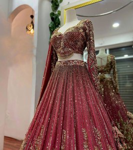 Conjunto de Lehenga Choli de Seda Georgette Bordada con Piel Sintética Brillante para Invierno, Traje Tradicional para Novia, Dama de Honor, Bodas y Fiestas - Product Image 3