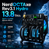 NerdOCTAxe Rev 3.1 Hydro 13.8TH/s 230W SHA-256 Bitcoin ASIC Solo Miner pour l'extraction silencieuse à domicile