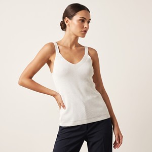 Canotta a costine a maglia singola con scollo a V e spalline larghe, taglie S/M–M/L, adatta alle taglie 36–42 - Product Image 3
