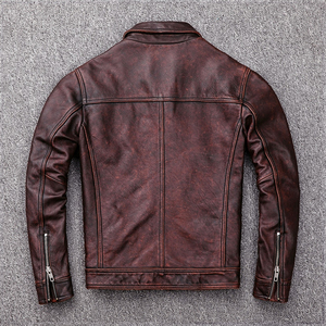 Wholesale Top Trendy Latest Customized Front Eco-Friendly High Quality <b>Men's</b> Vintage Style Distressed Faded Real Cowhide Leather - Product Image 4