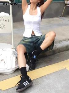 Pantalones cortos de mezclilla de gran tamaño Casual Jeans de cintura alta Mujeres Vintage 2025 Street Retro Shorts - Product Image 3