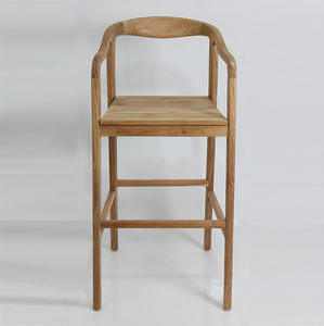 Taburete de Bar Moderno Minimalista de Madera de Teca Sólida, Acabado Natural, Ecológico, Resistente, Silla Alta para Bar en Casa, Comedor, Hotel - Product Image 2