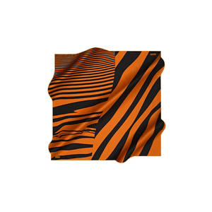 Striped Silk Square Scarf in Orange and Black - Product Image 1