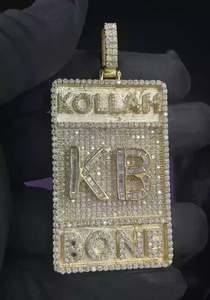 Colgante de Moissanite Real de corte redondo de 4 quilates para hombre, chapado en oro amarillo de 14 quilates - Product Image 2