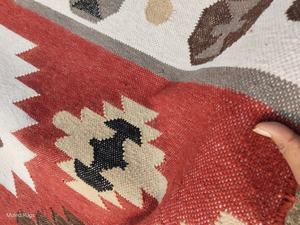 Tapis Kilim tissé à la main, grand, rouge et ivoire, style bohème ethnique, pour chambre à coucher, tapis tribal du sud-ouest, tapis plat en laine/PP - Product Image 2