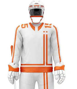 Ensemble uniforme de hockey sur glace pour homme adulte, 100 % polyester, tissu 280 g, séchage rapide, respirant, emplacements pour logo personnalisé (gauche) - Product Image 4