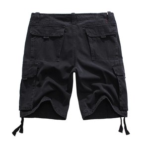 Pantalones cortos de trabajo Cargo sólidos negros informales para hombre, ropa de calle teñida Lisa transpirable con logotipo personalizado de alta calidad, personalizable - Product Image 2