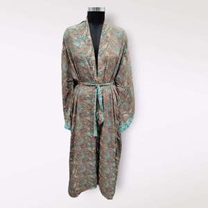 Vestido Largo Tipo Kaftan Vintage para Mujer, Tejido Suave de Seda Sari, Estilo Casual y Elegante - Product Image 4