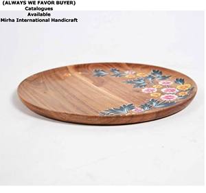 Enamel Print <b>Wooden</b> Serving <b>Bowl</b> Floral Print <b>Wooden</b> Serving Platter Enamels Printed <b>Wooden</b> Platter Made in India - Product Image 2