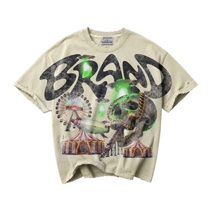 Camiseta Gráfica Oversize Personalizada con Lavado Ácido, Estilo Vintage Streetwear, Algodón Pesado, Estampado de Calavera Y2K, Unisex, Fabricante OEM ODM - Product Image 2