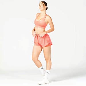 5% ผ้ามันวาว95% ผ้าโพลีเอสเตอร์อีลาสเทนแบบ2 in 1สำหรับผู้หญิงผ้าเคลือบสีแสดเข้มพร้อมที่จับซิลิโคนระบายอากาศได้ - Product Image 1