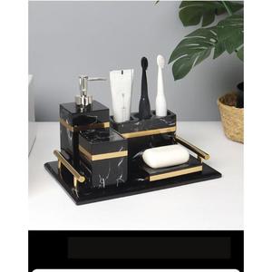 ชุดห้องน้ำเรซินคุณภาพสูงพร้อมถาดและปั๊มโลชั่นและจานสบู่ - Product Image 1