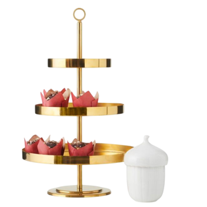 ขาตั้งเค้กทองเหลืองคุณภาพเยี่ยม ชุบทอง สำหรับงานแต่งงาน งานวันเกิด ตกแต่งทรงกลม วางบนโต๊ะ โชว์เค้ก - Product Image 6