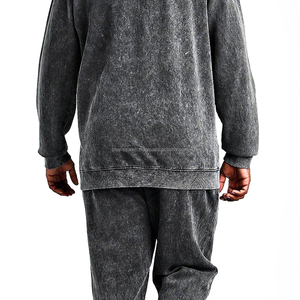 Survêtement pour homme 100% coton à capuche et survêtement ensemble coton Polyester Logo personnalisé unisexe pull à capuche ensemble lavage à l'acide survêtements - Product Image 3