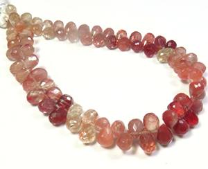 Gemas de labradorita de andesina natural, cuentas de Briolette de 6-9mm, lágrima roja facetada de 8 pulgadas, piedras preciosas sueltas - Product Image 3