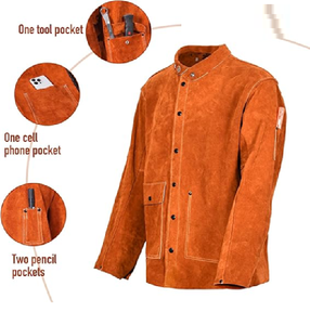 Veste en cuir pour hommes de sécurité industrielle robuste pour le soudage Veste de soudage en cuir de qualité supérieure - Product Image 6