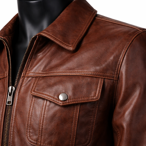 Chaqueta de cuero personalizada con cremallera de primera calidad para hombre, estilo con chaquetas de cuero para hombre, chaqueta de cuero de manga larga - Product Image 6