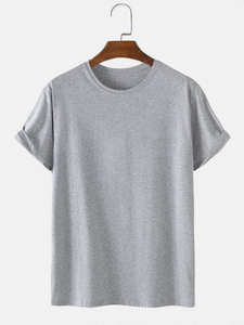 T-shirts pour hommes en coton 100% de haute qualité, style décontracté, tricotés, manches courtes, col rond, couleur unie - Product Image 3