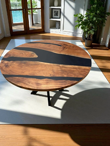 Mesa de Comedor/Café de Resina y Madera de Acacia Hecha a Mano, Moderna y de Lujo, Impermeable, para Sala de Estar, Jubilación, Boda, Aniversario, Condolencias - Product Image 2