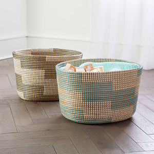 Panier à linge en jonc de mer coloré écologique, couverture de Pot de plantes/produits artisanaux fabriqués au Vietnam, livraison gratuite - Product Image 4