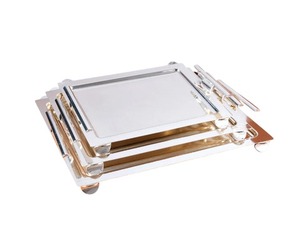 Ensemble de trois plateaux de service de luxe en métal servant des aliments de haute qualité Design décoratif plateaux en métal pour la maison Hôtel & Resaturant utilisation - Product Image 1