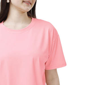 Camiseta corta de manga corta transpirable de verano con logotipo personalizado, Camiseta corta de estilo informal teñida Lisa para mujer - Product Image 6