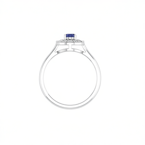 Anillo de Compromiso Ovalado de Plata de Ley con Tanzanita y Halo de Topacio Blanco, Joyería Elegante para Mujer - Product Image 2