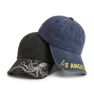 Gorra de Béisbol de 6 Paneles de Algodón Lavado con Logotipo Bordado Personalizado, Ajustable, Retro, con Visera Estampada, Gorra Suave Tipo Dad Hat, OEM ODM - Product Image 1