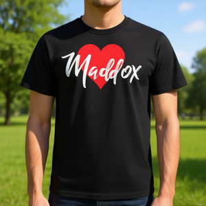 T-shirt con nome I Heart Maddox, nera, taglia unisex per adulti - Product Image 3