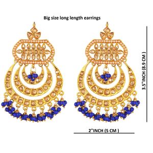 Fabricante indio proveedor de joyería cristal Kundan cuentas cuelga grandes Chandbali pendientes nupciales joyería de moda india para Wom - Product Image 4